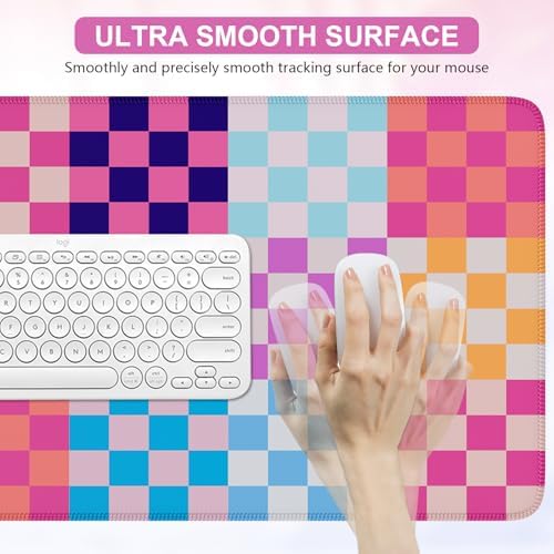 iCasso Desk Matt for Desktop, Cute Desk Pad Mat, Colour Checkered
