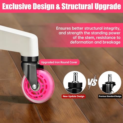 Hirate 5 Pack 3" Office Chair Caster Swivel Wheels for Standard 11mm Chairs