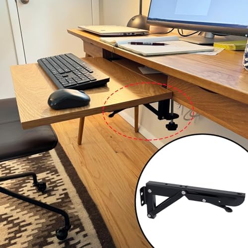 KUMGROT Keyboard Tray Under Desk Support Bracket, Clamp On Desk Extender