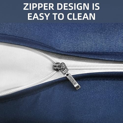 Headrest Pillow for Patio Chaise Lounge Chair, Outdoor Chaise Pillows with Adjustable Elastic Stripe Head Resting Pillows for Recliner Office Chair, Dark Blue 2 Pack