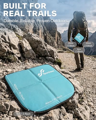 Sportneer Sitting Pad, Lightweight Waterproof Folding Seat Pad for Backpacking, 15.75'' x 15.75'' Portable Camping Seat Mat for Hiking, Picnics & Outdoor Use