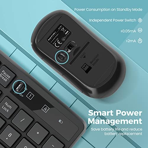 2.4G Wireless Keyboard Mouse Combo Full-Sized for Computer(2 Pack, Black)