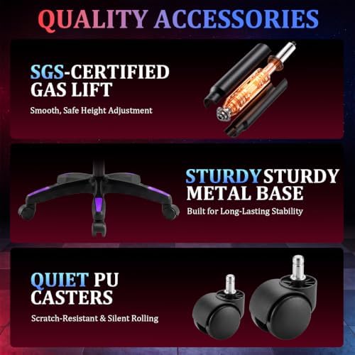 RGB Gaming Chair with Massage & Footrest, Built-in Speakers Chair