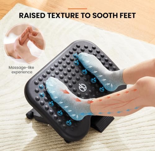 ErGear Under Desk Footrest, Adjustable Foot Rest with 3 Height Settings and 30-Degree Angle, Ergonomic Desk Foot Rest with Massage Texture, Foot and Leg Rest for Home & Office (Pack of 2)