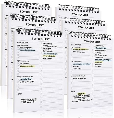 To Do List Notepad 6 Pack: Has Multiple Functional Sections, Daily Planner