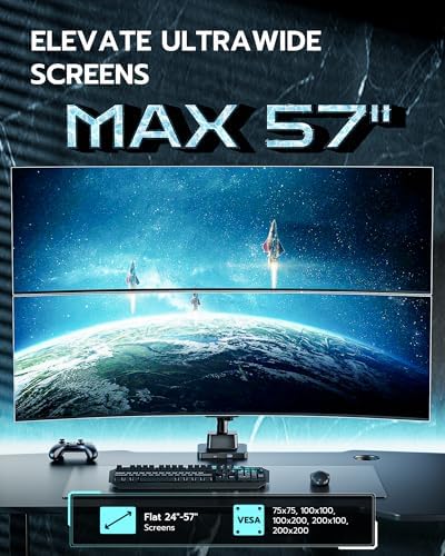 ARES WING Heavy Duty Dual Monitor Mount with USB for 24-57 Inch, Black