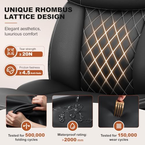 Leather Office Chair, Computer Desk Chair with Dual Back Support