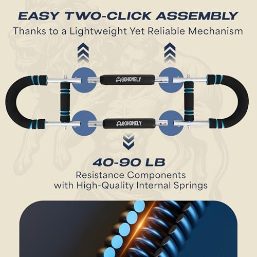 Twister Arm Trainer 20/60 & 40/90 lbs - Adjustable Chest, Arm & Upper Body Workout Bar for Home Gym Strength Training - Silent Resistance Power Twister by GOHOMELY