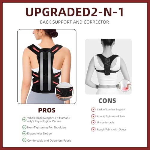 Posture Corrector Back Brace for Men and Women, Adjustable Full Back Support for Posture Improvement & Pain Relief, Shoulder Straightener for Spine Alignment & Posture Correction, Size S(24-30.3 in)