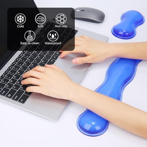 Gel Wrist Rest for Keyboard and Mouse, Wrist Rest for Keyboard, Mouse Wrist Support, Pain Relief, Cool Touch, Non-Skid, Wrist pad
