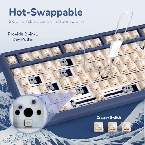 RK ROYAL KLUDGE M75 Wireless Mechanical Keyboard with OLED Display & Knob