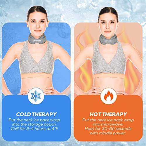 Neck Ice Pack Wrap, Reusable Cold/Hot Gel for Neck Pain, Grey