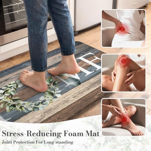 KIMODE Kitchen Floor Mats Cushioned Anti Fatigue Kitchen Rugs Sets of 2