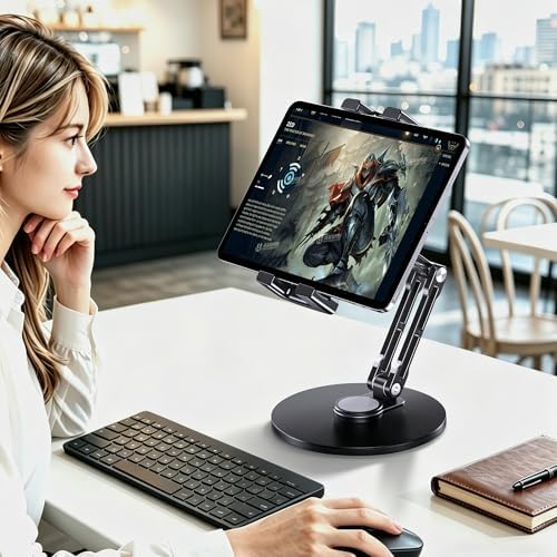 Tablet Stand for Desk, Portable Monitor Stand with Large Clamp up to 18.5"