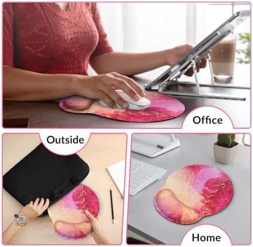 KONVINIT Ergonomic Mouse Pad with Wrist Rest, Small Mousepad with Non-Slip Rubber Base and Smooth Surface, Hot Pink Mouse Pads for Desk, Office Desk Accessories