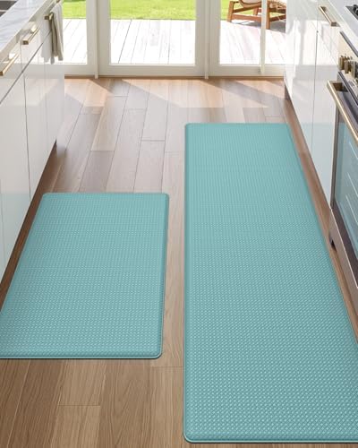 DEXI Kitchen Floor Mats Cushioned Anti Fatigue, 17x29+17x59 Turquiose