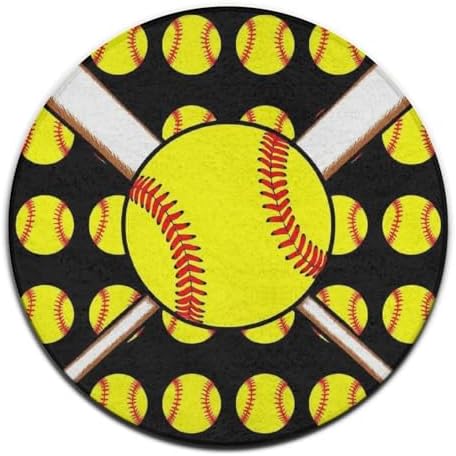 Large Machine Washable Circular Rugs, Home Decor Round Mat for Living Room Sofa Office Softball