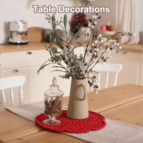 uxcell 4 Pcs Crochet Handmade Cotton Placemat Doilies for Table 7.9" Red