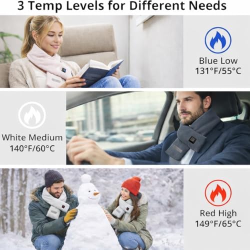 Neck Heating Pad, Electric Heated Scarf with 5000mAh Power Bank, Cordless Neck Warmer for Pain Relief