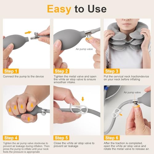 Neck Stretcher, Cervical Neck Traction Device for Instant Neck Pain Relief, Inflatable & Adjustable Neck Support Brace, Neck Traction Pillow for Home Use Neck Decompression