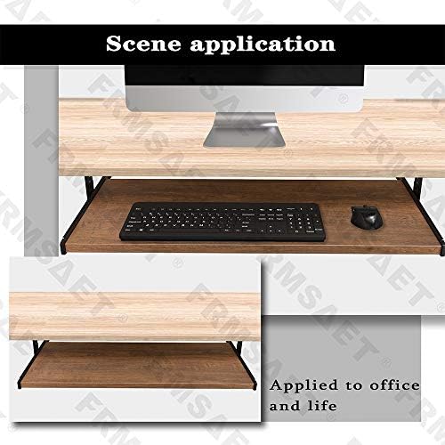 FRMSAET Under Desk 20/24/30 inch Keyboard Drawer Platform (24 in, Brown)