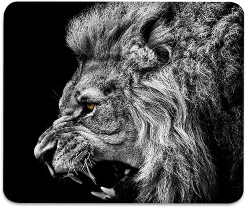 Majestic Roar of a Lion Mouse Pad, Cute Black and Grey Durable Desk Mat