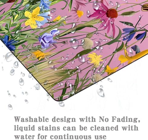 Pink Mouse Pad for Women,Pink Floral Rose Mouse Pads for Desk,Soft Computer Mouse Mat Cute Mousepad Cloth Computer Mouse Pads for Women,Square Waterproof Non-Slip Rubber Base MousePads