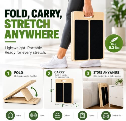 13" Wide Portable Slant Board for Calf Stretching, Calf Stretch Board