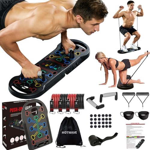 HOTWAVE Push Up Board, Portable PushUp Board, Foldable 20 in 1 Push Up Bar