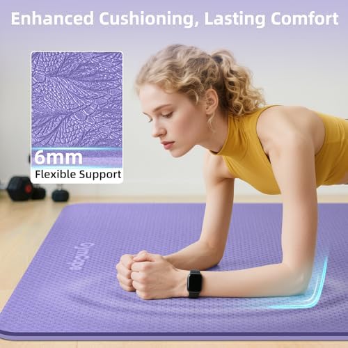 Extra Large Yoga Mat – 72"x48" or 78"x57", 1/4"–1/2" Thick Mat for Women & Men, TPE Non-Slip Pilates Mat for Home Gym, Yoga, Stretching, Meditation