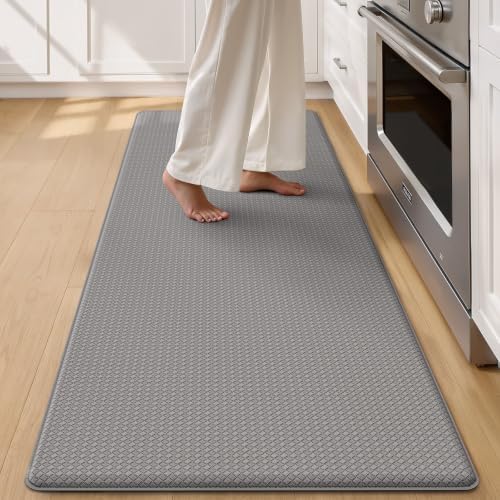Color&Geometry Wide Kitchen Floor Mat 24x71 Anti Fatigue Easy Clean, Grey