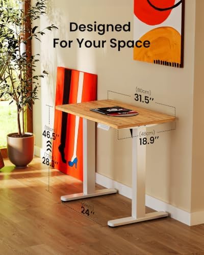 ErGear Height Adjustable Electric Standing Desk, 32 x 19 Inches Sit Stand up Desk, Memory Computer Home Office Desk, Light Vintage Brown