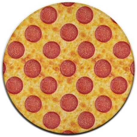 Large Machine Washable Circular Rugs, Home Decor Round Mat for Living Room Sofa Office Compatible with Pepperoni Pizza