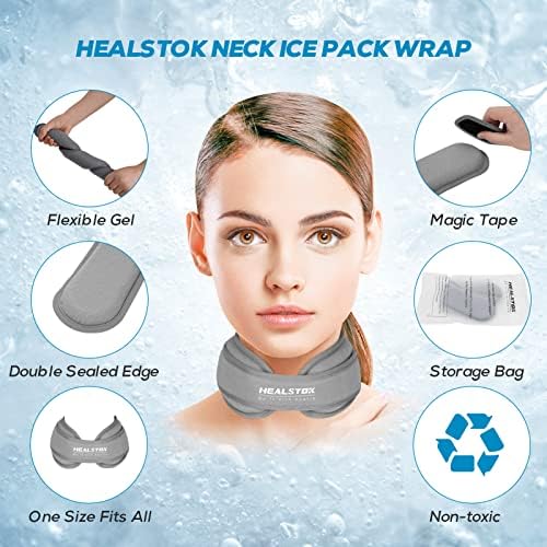 Neck Ice Pack Wrap, Reusable Cold/Hot Gel for Neck Pain, Grey