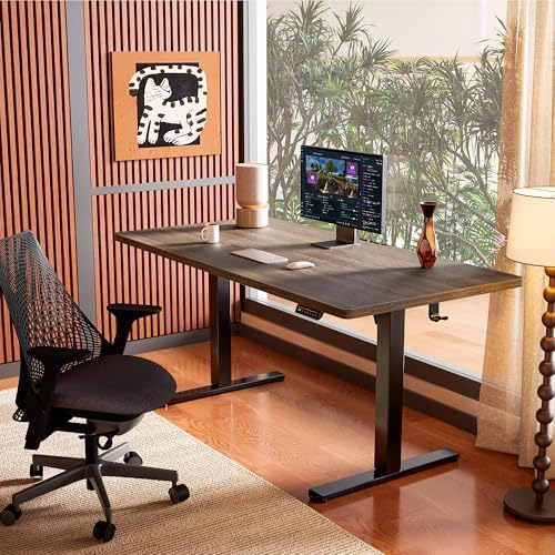 ErGear Height Adjustable Electric Standing Desk, 44 x 24 Inches Sit Stand up Desk, Memory Computer Home Office Desk, Dark Walnut