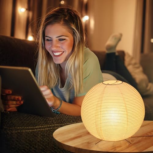 Paper Lantern Lamp: Floor Lamp Shield Japanese Style Standing Lampshade for Bedroom Desk and Nursery Bulb Included Minimalist Design with Base for Home Decor