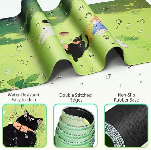 Desk Mat, Large Gaming Mouse Pad with Wrist Rest, 4in1 XXL Mousepad+Keyboard Wrist Rest+Mouse Pad Wrist Support+Cup Coaster Set Ergonomic Computer Desk Arm Wrist for Decor Home Office Women