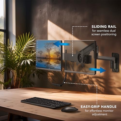 Mount-It! Proflex Dual Monitor Wall Mount with Crossbar