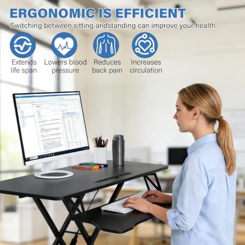37" Height Adjustable Standing Desk Converter, Stand up Desk Riser