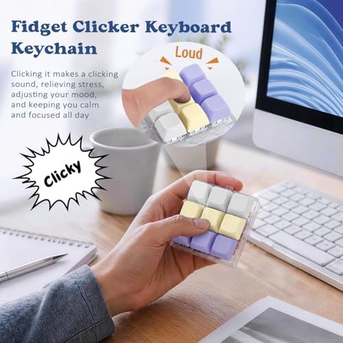 Keyboard Fidget Toy, Creamy Fidget Clicker Keyboard Fidget Keychain, Button Fidget Gifts for Adults, Boost Focus & Ease Anxiety Anywhere — Perfect Stress-Relief Gift (3×3 Grid Layout L)