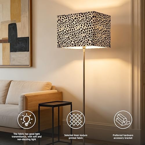GO&SO Rectangle Lamp Shades Set of 2 Large,Leopard Shade Art,16"Lx8"W x10"H