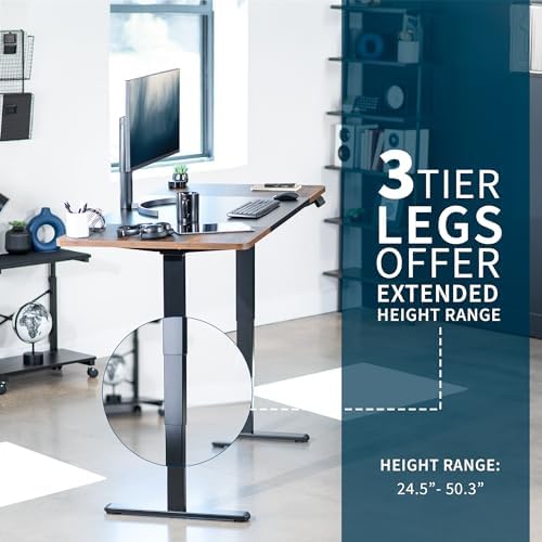 VIVO Black/Vintage Brown 71 x 30 in Standing Desk, DESK-KIT-2B7BN