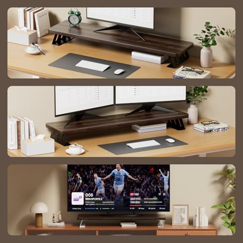 Monitor Stand Riser, 39 Inch Large Wood Monitor Stands for 2 Monitors
