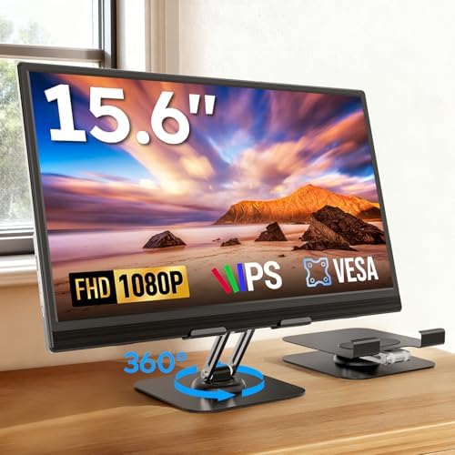Dopesplay 15.6" FHD 1080P Portable Monitor with Adjustable Stand, Black