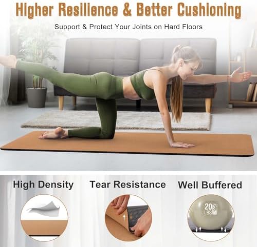 Umineux Cork Yoga Mat 1/4 & 2/5 Inch Thick 72 x 26 in
