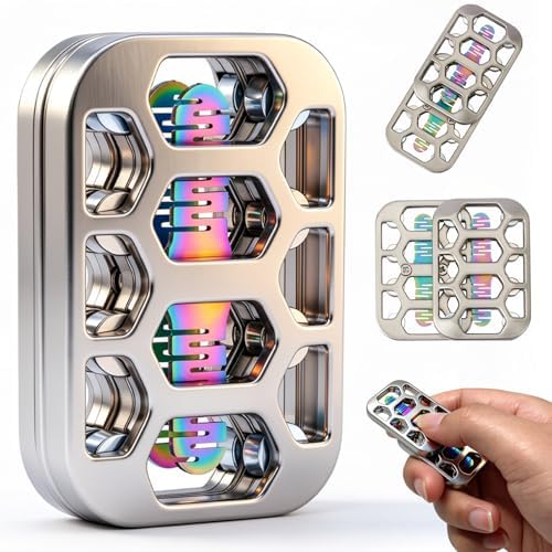 Fidget Toys Adults Openwork Design Metal Fidget Slider EDC Fidget Toys Adults Decompression Desk Toys to Relief Anxiety and Stress for ADD, ADHD & Autism (Silver)