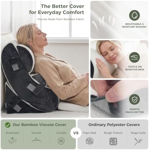 BDEUS Extra Thick 7PCS Wedge Pillow Set for After Surgery, Back Pillow for Bed Sitting up, Orthopedic Foam Wedge Pillow for Acid Reflux Sleep Apnea Pain Relief, Post Surgery Pillow for GERD & Snoring