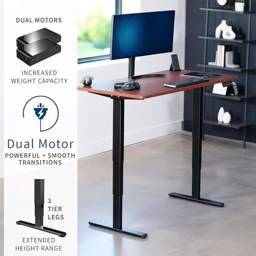 VIVO Dark Walnut 55 x 28 in Standing Desk, DESK-KIT-2B55D