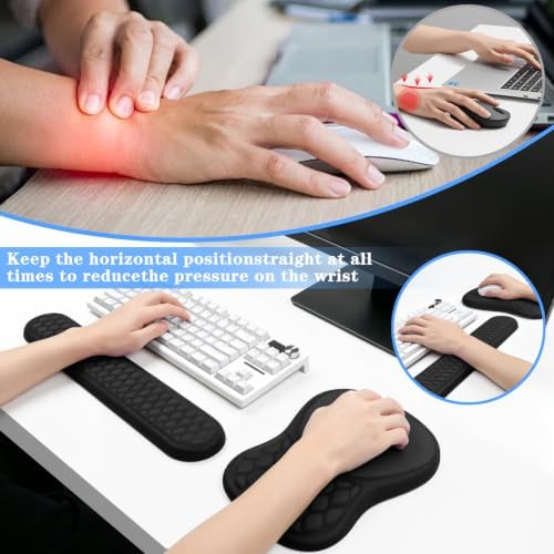 Wrist Rest for Computer Keyboard and Mouse Pad Set with Massage Design