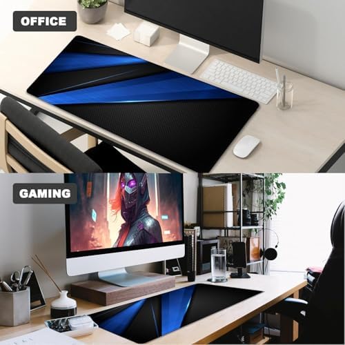 Desk Pad Large Gaming Mouse Pad Extended Keyboard Mouse Mat,Black Blue